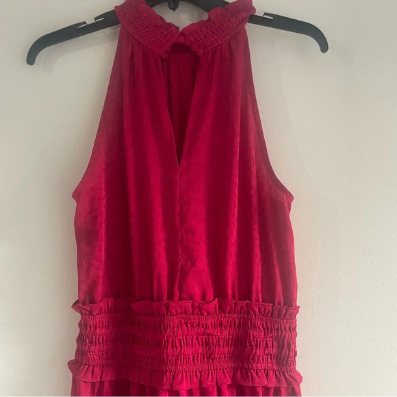 Current Air Red Leopard Print Halter Ruffle Midi Tank Dress - 22212 - Picture 4 of 11